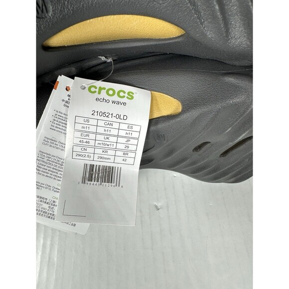 Size 11 Crocs Echo Wave Black Sand 210521-0LD Men Sandals Slippers Comfort NEW - Picture 8 of 8